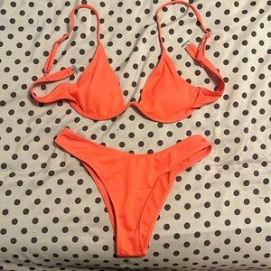 SHEIN coral high waisted bikini